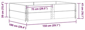 Vaso/floreira para jardim 150x100 cm pinho maciço castanho