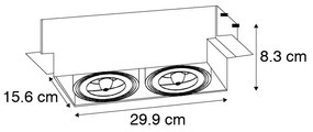 Foco de encastrar preto AR111 orientável 2-luzes trimless - ONEON Moderno