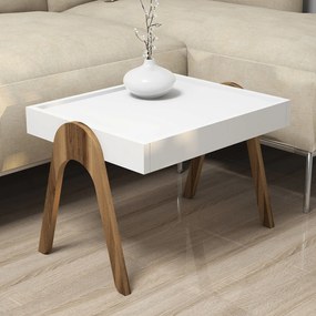 Conjunto de Mesas Roma – Nogueira e Branco – 53,6x64x40 cm (3 Peças)