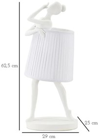 Candeeiro de Mesa "Ballet" — Ø 29x25x62,5 cm — Resina Branca e Abat-jo