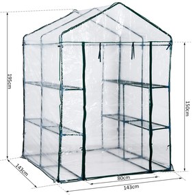 ® Estufa Transparente de jardim Viveiro Caseiro Platas com 3 Andares 143x143x195cm