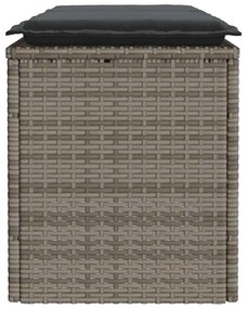 Banco de jardim com almofadão 110x40x44 cm vime PE cinzento