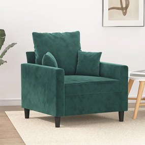 Poltrona 60 cm veludo verde-escuro