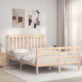 vidaXL Estrutura de cama com cabeceira 140x190 cm madeira maciça