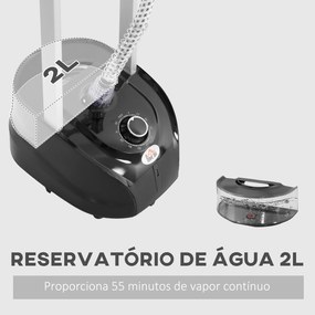 Ferro de Engomar a Vapor 1800W Temperatura Ajustável 11 Níveis Depósito de 2 L Aquecimento em 38s 35x25x47-118,5 cm Preto