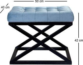 Pouffe Capraz – Preto e Turquesa – 50 cm x 42 cm x 40 cm