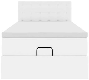 Cama otomana com colchão 100x200 cm couro artificial branco