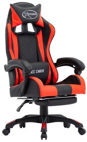 Cadeira estilo corrida c/ apoio pés couro artif. vermelho/preto