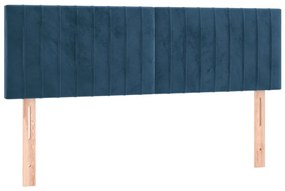 Cabeceira de cama c/ luzes LED veludo 144x5x78/88cm azul-escuro