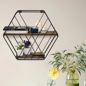 Prateleira de Parede Liliales – Preto Nogueira Escuro – 44x40x15 cm |