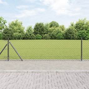 Cerca de Cadeia com 13 Postes Flangeados 0.4x25 m Aço Galvanizado
