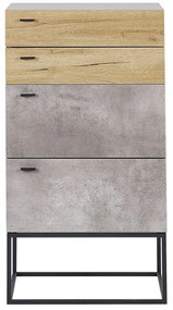 Cómoda com 4 gavetas em efeito de concreto e cor de madeira clara ACRA Beliani
