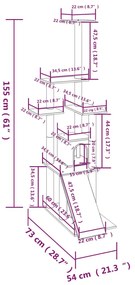 Árvore para gatos c/ postes arranhadores sisal 155 cm cor creme