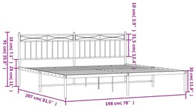 Estrutura de cama com cabeceira 193x203 cm metal branco