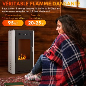 Lareira com fogão a etanol 50 x 27 x 82 cm, com depósito de 1,2 L, 3 horas de autonomia, cobertura de 20 a 25 m², preta