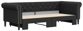 Sofá-cama com gavetão 90x200 cm couro artificial preto