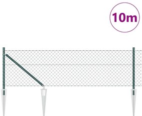 Conjunto de Postes de Cerca Verde 0.6 x 10 m Aço Galvanizado