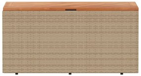 Caixa arrumação jardim 110x50x54 cm vime PE/acácia maciça bege
