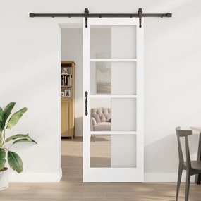 Conjunto de Porta Deslizante vidaXL com Acessórios Branca 78x211 cm Madeira Sólida de Pinho