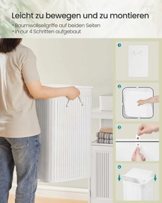 Cesto para roupa suja em bambu 40 x 40 x 61 cm branco