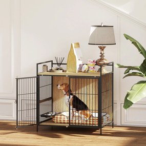 PawHut Gaiola para Cães Mesa Auxiliar Moderna Casa para Animais de Est