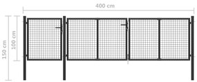 Portão de jardim 400x100 cm aço antracite