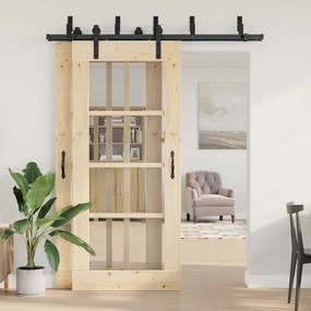 Kit de ferragens para porta deslizante 183 cm aço preto