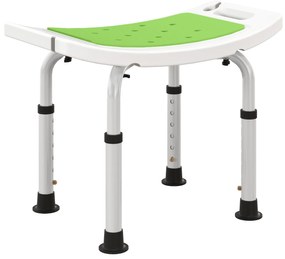 HOMCOM Banco de Duche Ajustável em Altura Tabouret de Duche Ergonómico Pés Antiderrapantes Carga Máx. 135 Kg Alumínio HDPE Verde | Aosom Portugal