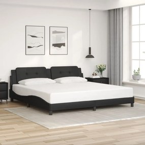 vidaXL Estrutura de cama sem colchão Zadar 200x200 cm couro artificial preto