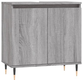3 pcs conjunto móveis WC derivados de madeira cinzento sonoma
