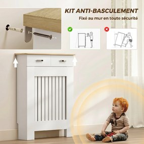 Cobertura para Radiador com Gaveta, 78 x 19 x 97 cm, Design Anti-Tombamento, Branco