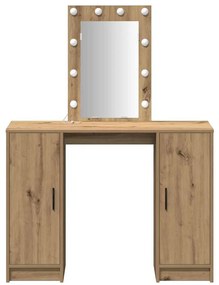 Mesa de Maquilhagem com Luzes LED Carvalho Artesanal 102x33x135 cm
