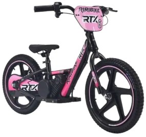Bicicleta eléctrica para crianças RIRIBIKE RTX6 24V (16") bateria de lítio, motor de 250 watts, travão de disco, assento ajustável em PU macio Rosa