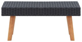 2 pcs conjunto lounge de jardim c/ almofadões vime PE preto