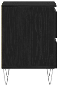 Mesa de cabeceira vidaXL Preto Carvalho 40x35x50 cm Madeira de engenha