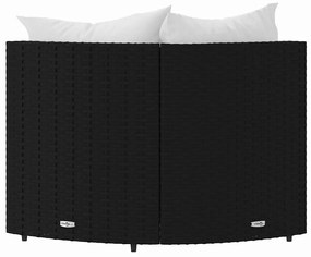 Sofás de canto p/ jardim c/ almofadões 2 pcs vime PE preto