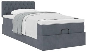 Estrutura cama otomana colchão 80x200 cm veludo cinzento escuro