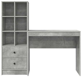 Mesa com Armazenamento Cinza Concreto Madeira Derivada