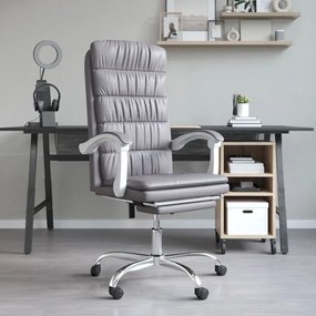 vidaXL Cadeira de escritório reclinável couro artificial cinzento