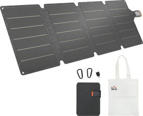 Carregador solar dobrável de 36 W, painel solar portátil com portas Type-C e USB-A, à prova de água (IP67), 89,8 x 27,9 x 1 cm, cinzento