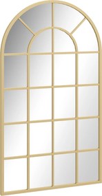 Espelho com vidro em arco, estilo industrial, janela em arco de metal, 110 x 65 cm, dourado