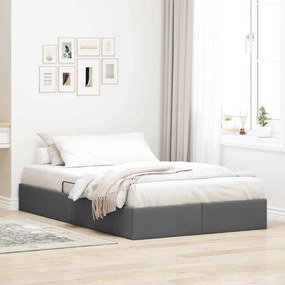 vidaXL Cama com Armazenamento Cinza Escuro 120 x 200 cm tecido