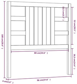 Cabeceira de cama 96x4x100 cm pinho maciço castanho mel