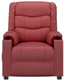 Poltrona reclinável couro artificial vermelho tinto