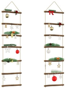 vidaXL Decorações de parede forma escada 2 pcs 30x100 cm ramo natural