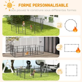 Recinto modular em aço com revestimento epóxi e porta com fechadura para cães e pequenos animais, para uso interior e exterior, 80 x 80 cm, cinzento