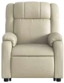 Poltrona reclinável elevatória couro artificial cor creme