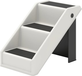 Escada dobrável para cães com 3 degraus antiderrapantes; escada para animais em plástico, 53 x 30,5 x 36,5 cm, cor creme