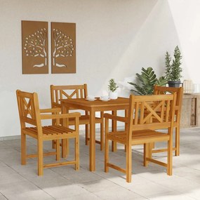 Conjunto de Jantar para Jardim de 5 Peças em Madeira Sólida de Acácia