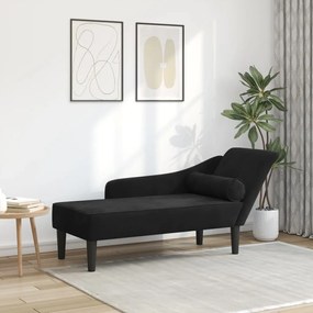 Chaise lounge com almofadões veludo preto